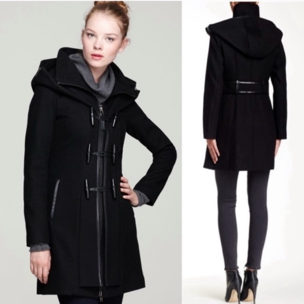 Mackage Steffy Down Jacket With Leather Trim Hooded Coat size Medium